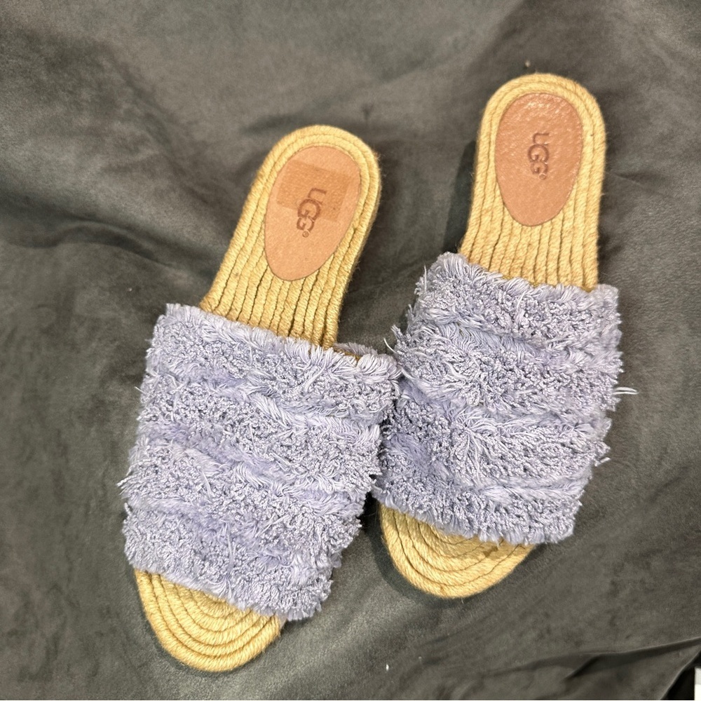 UGG Fuzzy Slide Espadrille Sandals Lilac Purple 8 Vacationcore - Picture 3 of 8